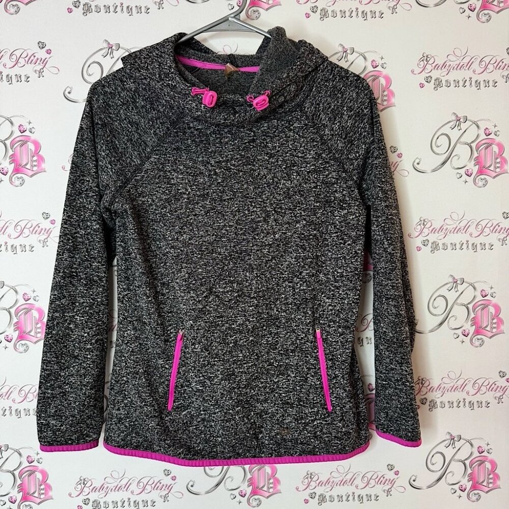 Hyba hoodie pull over Stylish Gray Hoodie with Pink Accents